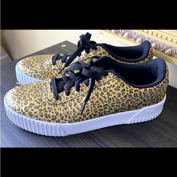 Womens Puma Size 11 Platform Sneakers Animal Leopard Print Carina Shoes Comfort - Picture 3 of 6